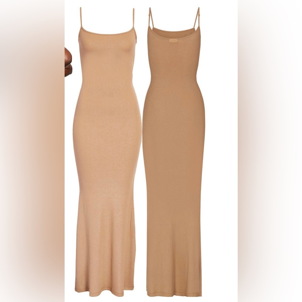 Skims shimmer body con maxi dress